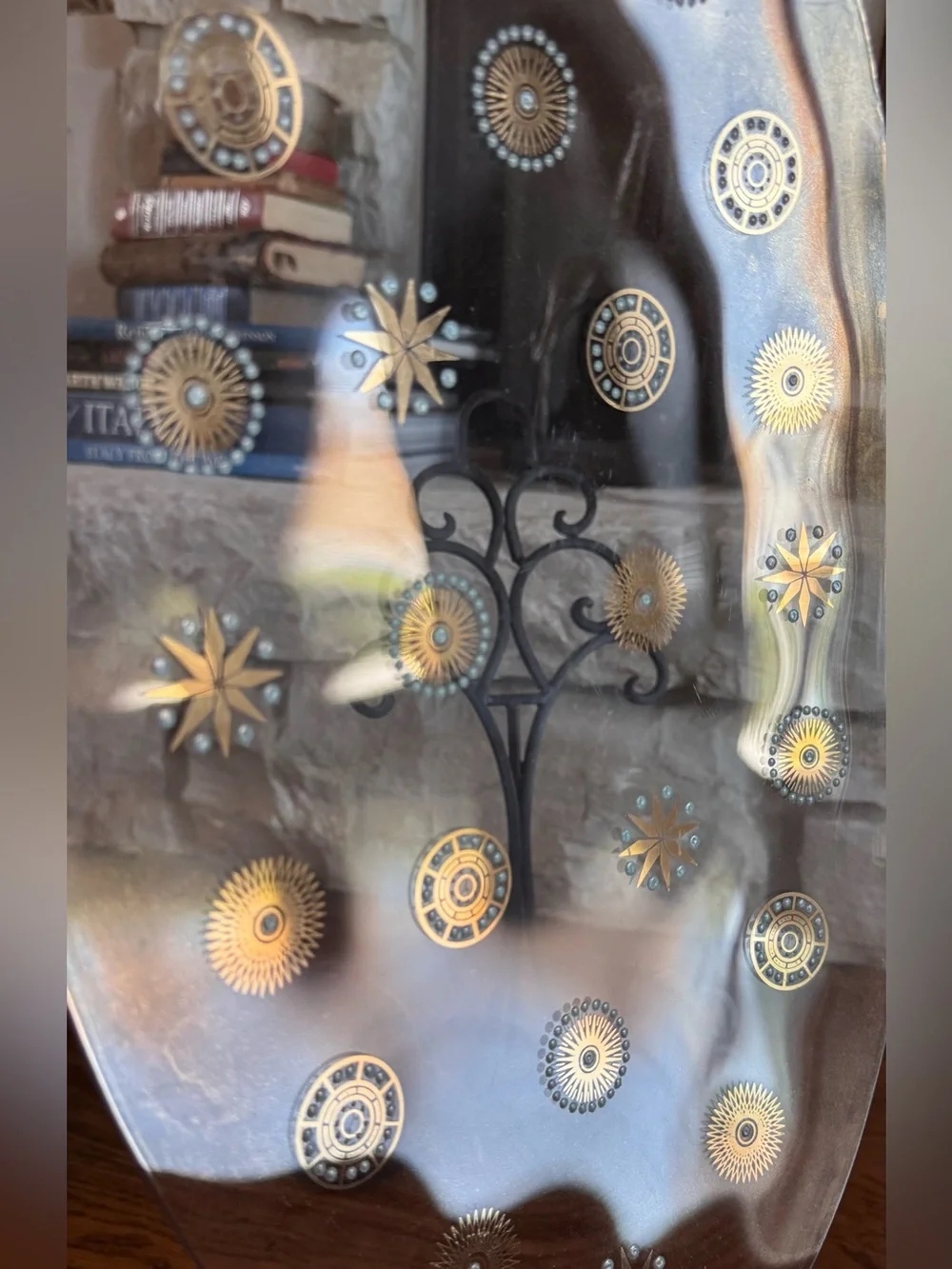 Mid Century Modern Glass Over Starburst Platter